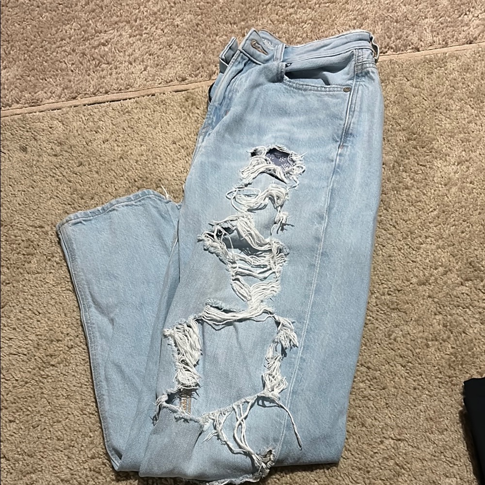 Stylish Light Blue Distressed Women's Jeans